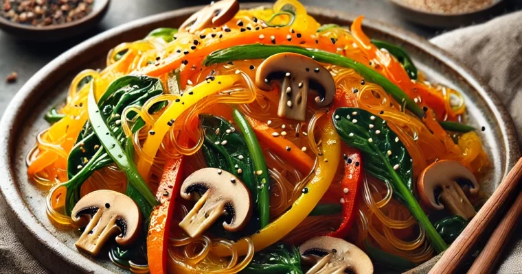 Japchae (Korean Stir-Fried Glass Noodles)