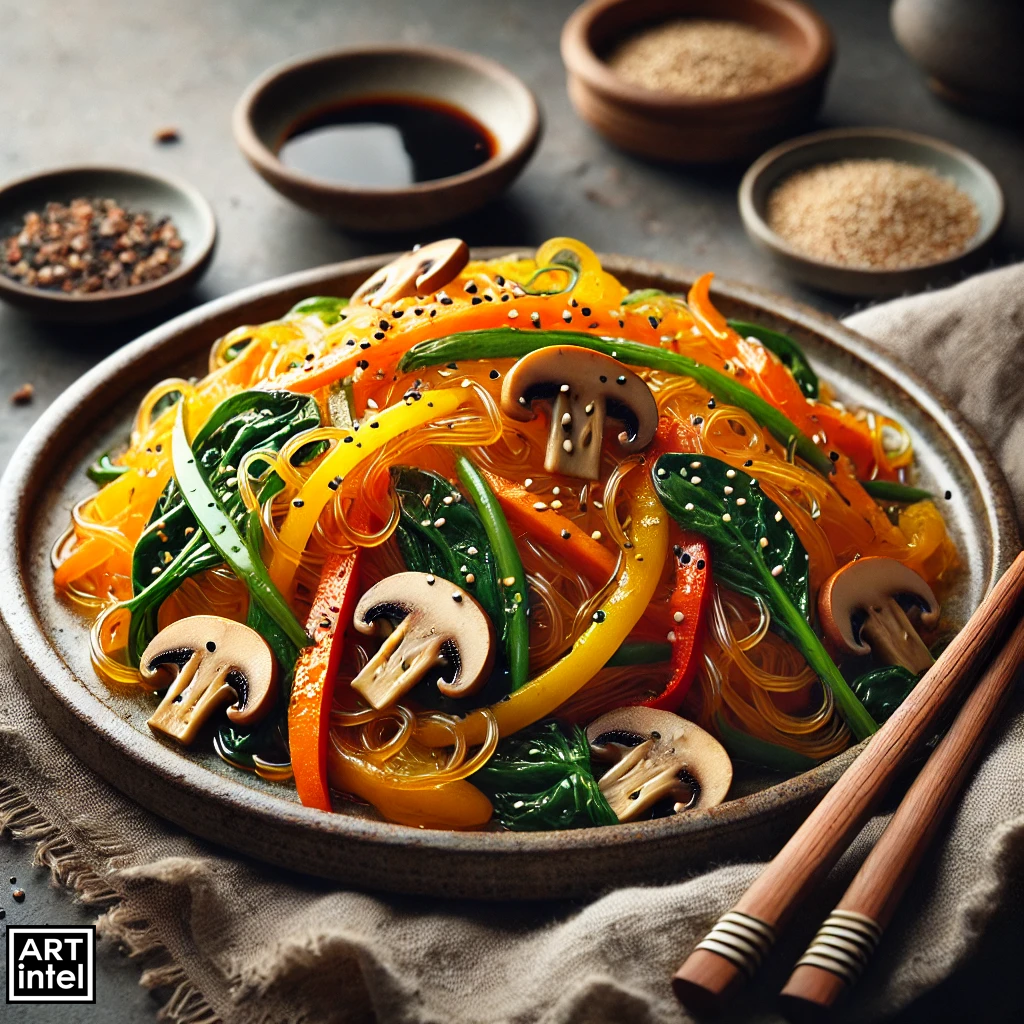 Japchae (Korean Stir-Fried Glass Noodles)